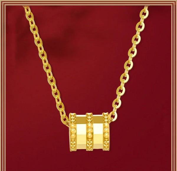 9999 real gold 24K yellow gold Small waisted pendant necklace ladies fashion clavicle chain