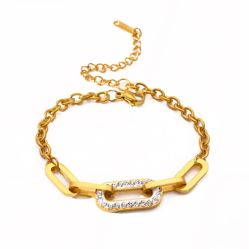 Gold Color Thick Chain Geometric Bracelet