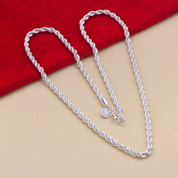 Sterling Silver charm 4MM Rope Chain