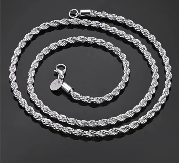 Sterling Silver charm 4MM Rope Chain