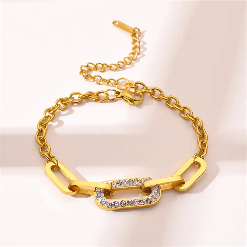 Gold Color Thick Chain Geometric Bracelet