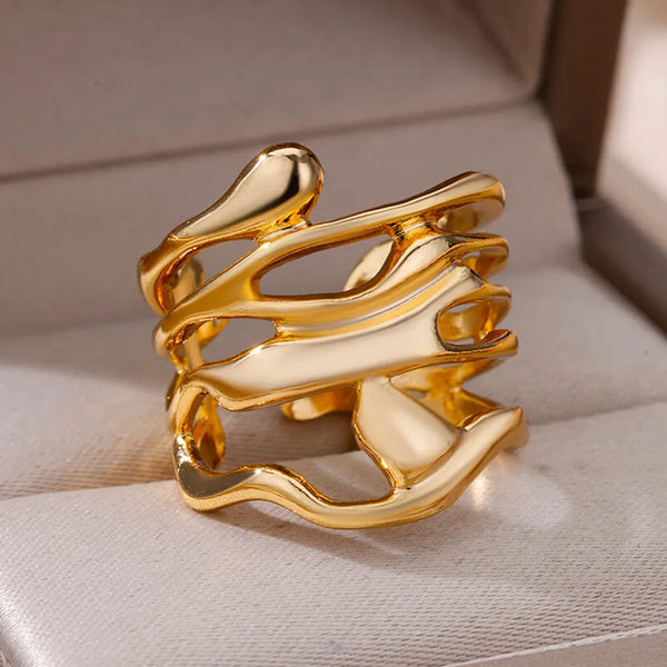 Gold Color Hollow Wide Open Ring